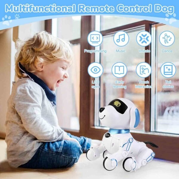 Britik Toys for 3-8 Year Old Boys Girls: Remote Control Robot Dog Toy Gifts for Kids Aged 3 4 5 6 7 8 9 10 Year Old Boys Girls Presents Interactive Smart Dancing Talking Robotic Pet Toy-Blue - Image 2