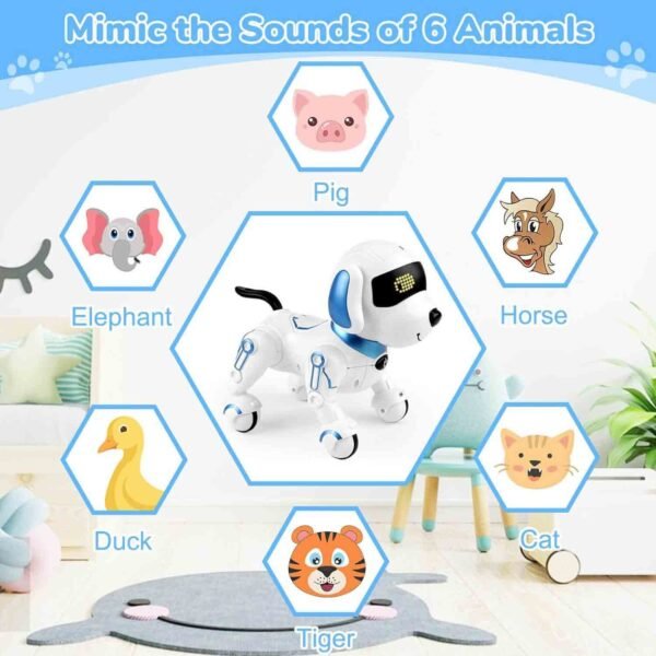 Britik Toys for 3-8 Year Old Boys Girls: Remote Control Robot Dog Toy Gifts for Kids Aged 3 4 5 6 7 8 9 10 Year Old Boys Girls Presents Interactive Smart Dancing Talking Robotic Pet Toy-Blue - Image 3