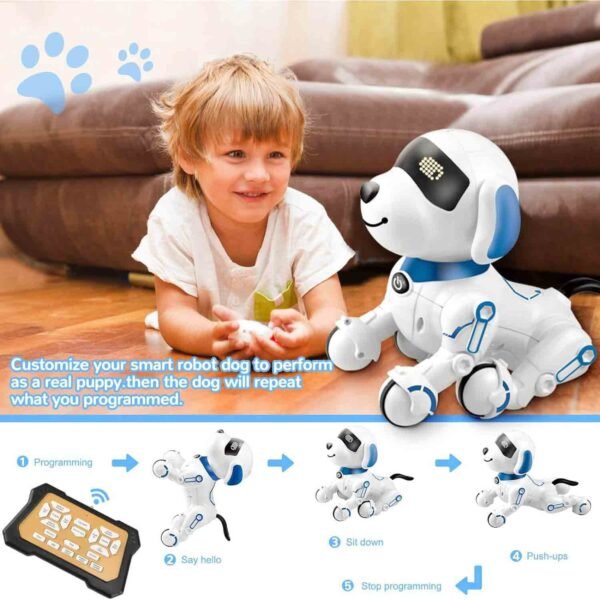 Britik Toys for 3-8 Year Old Boys Girls: Remote Control Robot Dog Toy Gifts for Kids Aged 3 4 5 6 7 8 9 10 Year Old Boys Girls Presents Interactive Smart Dancing Talking Robotic Pet Toy-Blue - Image 4